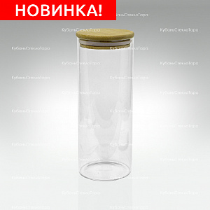 Банка 1 л стеклянная с бамбуковой крышкой оптом и по оптовым ценам в Екатеринбурге