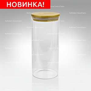 Банка 1,2 л стеклянная с бамбуковой крышкой оптом и по оптовым ценам в Екатеринбурге